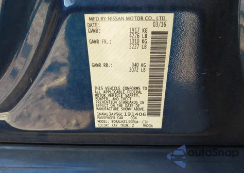 2016 Nissan Altima 2.5 Sr z USA, uszkodzony, nr VIN 1N4AL3AP5GC191406